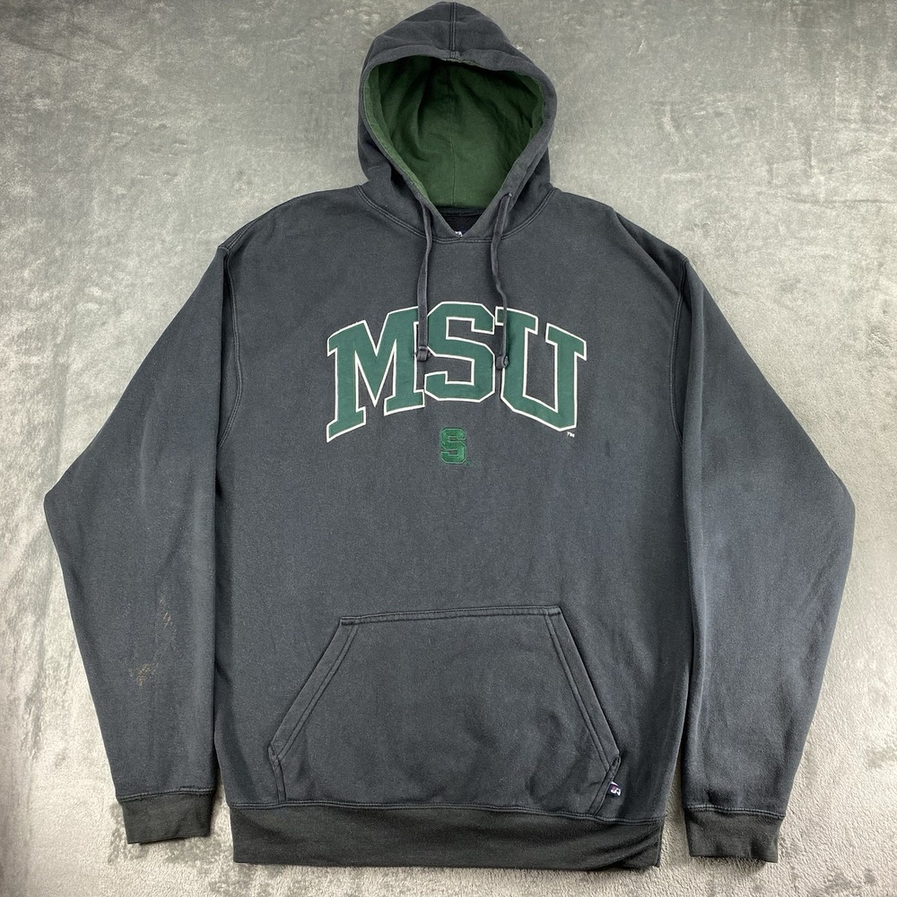 Vtg Michigan State Sweatshirt Mens Size XL Grey Hoodie MSU‎ Spartans Y2K *READ*